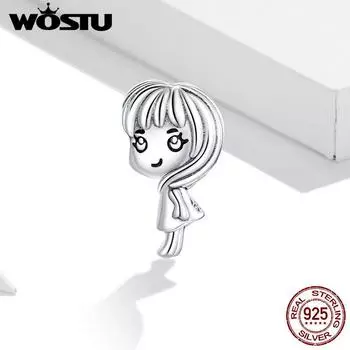 WOSTU 925 пробы серебро маленькая девочка очаровательные бусины для оригинального браслета 3 мм DIY ювелирные изделия