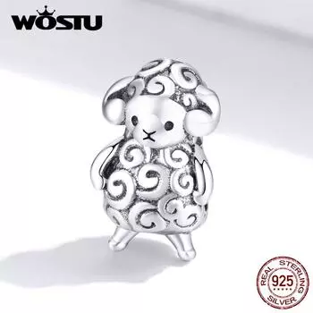 WOSTU 925 пробы серебро маленькие овечьи бусины подходят оригинальный браслет подвески кулон DIY ожерелье 925 silver