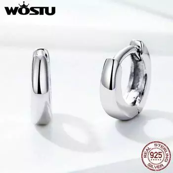 WOSTU 925 пробы серебро минималистичные круглые серьги-кольца блестящие круглые маленькие серьги для женщин Earrings