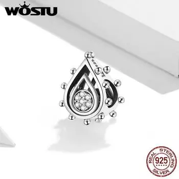WOSTU 925 пробы серебро сверкающий цирконий бутон лотоса очаровательные бусины для оригинальных браслетов и ожерелья диаметром 3 мм
