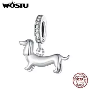 WOSTU 925 пробы серебро такса подвеска-подвеска для браслета DIY ювелирные изделия 925 silver