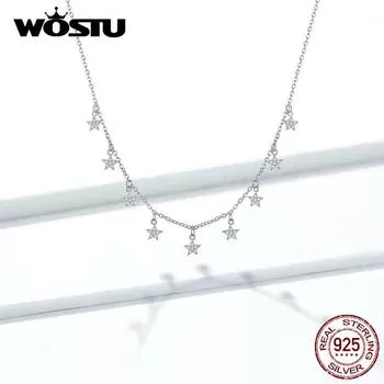 Wostu 925 пробы серебро звезды металлические колье ожерелья для женщин короткие цепочки ожерелья BHC116