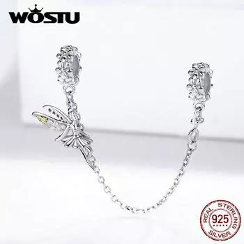 WOSTU 925 пробы Серебряная цепочка безопасности Эльф Фея Ангел Подвески подходят для оригинального браслета и браслета HCC2278