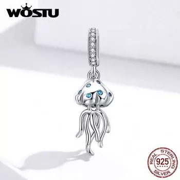 WOSTU 925 пробы серебряные бусины в виде медузы, подвески, подходят для оригинального браслета и ожерелья, сделай сам HCC2297