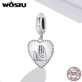 WOSTU 925 стерлингового серебра Чили Сердце Пустыня Рука Шарм Бусины подходит Для Oringinal Браслет Женщины Ювелирные изделия