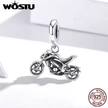 WOSTU Аутентичные 925 пробы серебро крутые мотоциклетные бусины-подвески для оригинального браслета 3 мм DIY ювелирные изделия 925 silver