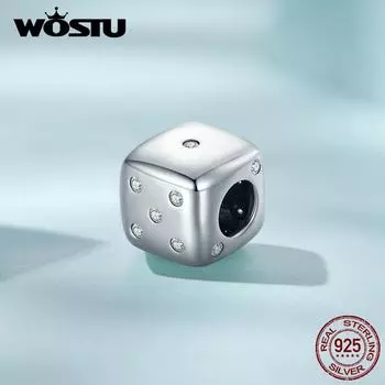 WOSTU Аутентичные бусины из стерлингового серебра 925 пробы с блестящими маленькими цирконами, очаровательные бусины на удачу для женщин, изящные ювелирные изделия 925 silver