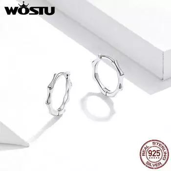 WOSTU Аутентичные серьги-гвоздики из стерлингового серебра 925 пробы с бамбуком для женщин и мужчин, модные гипоаллергенные серьги-кольца 925 silver