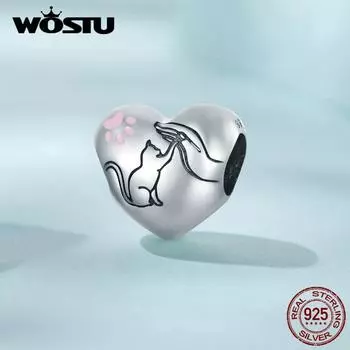 WOSTU Аутентичные стерлингового серебра 925 пробы, простые теплые бусины с подвесками в виде любимого питомца, подходят для женщин, браслет и браслет, ювелирные изделия 925 silver