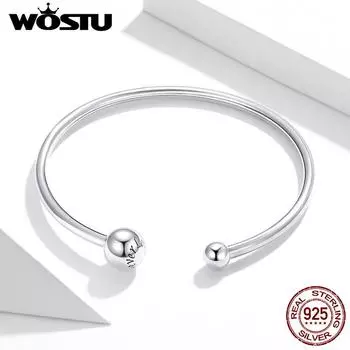 WOSTU Аутентичный браслет из стерлингового серебра 925 пробы, простой эластичный браслет для женщин, классические массивные ювелирные изделия 925 silver