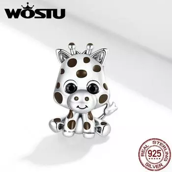 WOSTU Baby Giraffe Charm аутентичная бусина из стерлингового серебра 925 пробы для оригинального серебряного браслета или браслета DIY Jewerly 925 silver