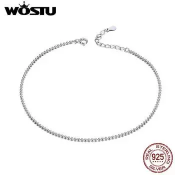 WOSTU Босоножки сандалии на ножной браслет из стерлингового серебра 925 пробы браслет с бисером украшения для ног для женщин HCT002