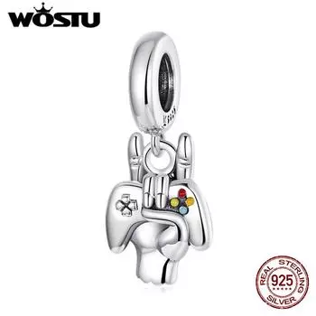 WOSTU Gesture of Love и игровая консоль, подвеска из стерлингового серебра 925 пробы, бусина для женщин, ювелирные украшения 925 silver