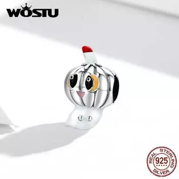 WOSTU Хэллоуин тематические жуткие маленькие тыквы из стерлингового серебра 925 пробы бусины подходят для браслета ювелирные изделия 925 silver