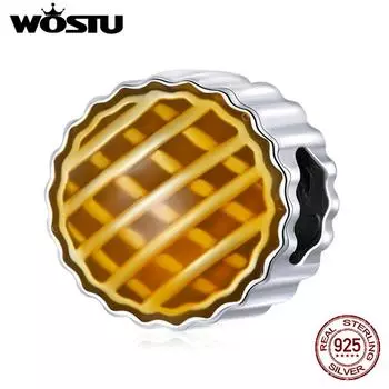 WOSTU Имитация красочного тыквенного пирога из стерлингового серебра 925 пробы, бусина для женщин, ювелирные украшения 925 silver