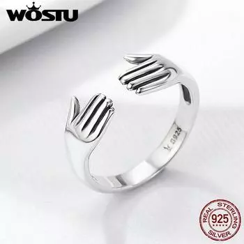 WOSTU из стерлингового серебра 925 пробы, регулируемые кольца «Объятие будущего» для женщин, подлинные ювелирные изделия, подарок Ring