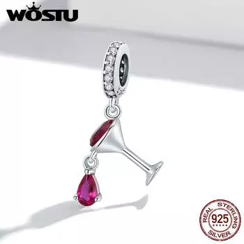 WOSTU изысканный кубок розово-красного циркона из стерлингового серебра 925 пробы подходит для браслета ювелирных изделий 925 silver
