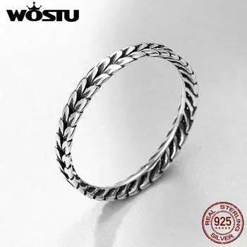 WOSTU Кольцо из стерлингового серебра 925 пробы Колосок 8