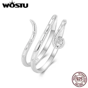 WOSTU кольцо из стерлингового серебра 925 пробы с осьминогом, белое золото, регулируемое кольцо для женщин, свидания с океаном, ежедневные вечеринки, ювелирные украшения, подарки SCR1030-E