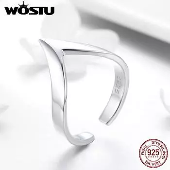 WOSTU Кольцо из стерлингового серебра 925 пробы Геометрия серебряный