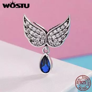 WOSTU Лидер продаж Настоящее серебро 925 пробы Крылья ангела перо Подвеска Подвеска подходит для женщин браслет HCC482