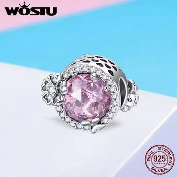 WOSTU Лидер продаж Настоящее серебро 925 пробы сияющая маргаритка Подвески из бисера подходят для оригинального браслета «сделай сам» HCC904