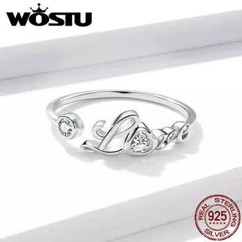 WOSTU Love Ring Кольца на палец с изменяемым размером Стерлингового серебра 925 пробы для женщин Изысканные ювелирные изделия обручального кольца 925 silver