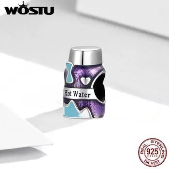 WOSTU милые мини-подвески для термосов из стерлингового серебра 925 пробы, эмалированные бусины, подходят для браслета 925 silver