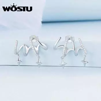 WOSTU многослойные серьги-гвоздики с кубическим цирконием, простые серьги со звездами для женщин, оригинальный дизайн ювелирных изделий