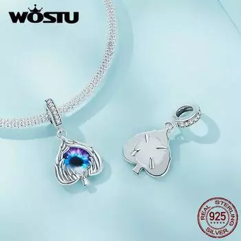 WOSTU настоящее серебро 925 пробы, серия Demond Eye, подвески сглаза, бусины для женщин, подходят для оригинального браслета, ожерелье «сделай сам» 925 silver