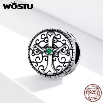 WOSTU настоящее серебро 925 пробы, винтажные подвески в виде креста, подходят для браслетов, ожерелий, сделай сам