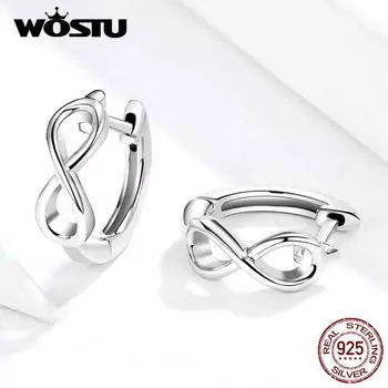 WOSTU настоящие серьги-гвоздики из стерлингового серебра 925 пробы с бесконечной любовью для женщин, изготовление серебряных сережек в подарок