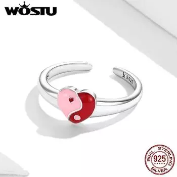 WOSTU Новое поступление, кольцо из 100% стерлингового серебра 925 пробы в форме сердца, восемь диаграмм, кольцо для женщин, регулируемое кольцо для девочек, ювелирные изделия, подарок