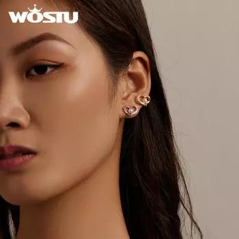 WOSTU Новое поступление, серьги-гвоздики из стерлингового серебра 925 пробы с жемчугом Love Shell и прозрачным фианитом для женщин, ювелирные изделия, подарок на годовщину B