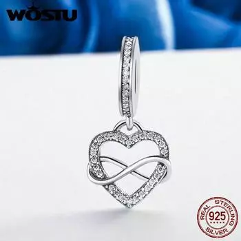 WOSTU новый дизайн из стерлингового серебра 925 пробы бесконечная любовь висячая бусина подходит для оригинального браслета-подвески WST HCC262