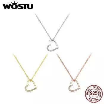 WOSTU Подвеска из стерлингового серебра 925 пробы Сердце серебряный
