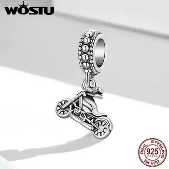 WOSTU Ретро Оригинальные Реалистичные оксидированные Локомотивы из стерлингового серебра 925 пробы подходят для браслета Изящные ювелирные изделия 925 silver