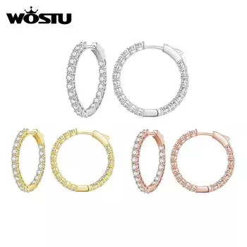 WOSTU серьги-кольца большие круглые серьги-петли изысканные Halo CZ женские украшения для ушей A розового золота