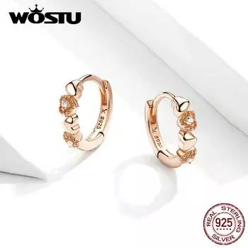 WOSTU Серьги-кольца из стерлингового серебра 925 пробы розового золота