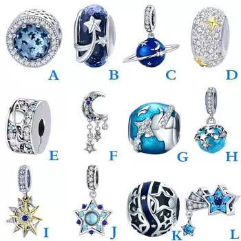 WOSTU Шармы из стерлингового серебра 925 пробы Звёзды K