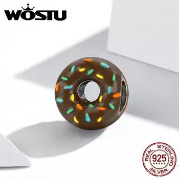 WOSTU шоколадный пончик из стерлингового серебра 925 пробы с восхитительным десертным персонажем, подвеска для оригинального браслета 925 silver