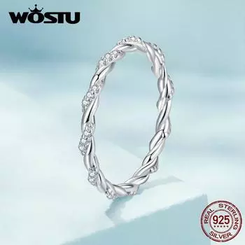 WOSTU Стерлинговое Серебро 925 Изысканное Сияющее Кольцо Циркон для Женщин Ювелирный Подарок 6