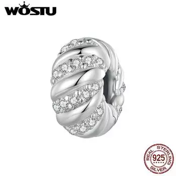 WOSTU Стерлинговое серебро 925 пробы, силиконовые бусины-зажимы, подвески для браслета, ювелирные изделия своими руками 925 silver