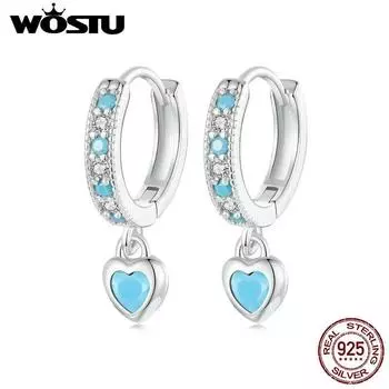 WOSTU Стерлингового Серебра 925 Бесконечная Любовь Серьги-кольца Сердце Циркон Кольцо Для Женщин Прекрасный Свадебный Комплект Ювелирных Изделий Прекрасный Обручальный SCE1738