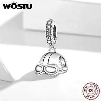 WOSTU Стерлингового Серебра 925 Красочные Ретро Шлем Шарм Бусины для Оригинального Браслета DIY Ювелирные Изделия 925 silver