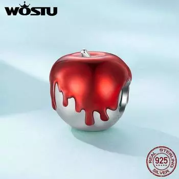 WOSTU Стерлингового Серебра 925 Нежные Красные Яблоки Шарм Бусины Подходит Оригинальный Браслет DIY Ожерелье Изготовление Ювелирных Изделий Подарок 925 silver
