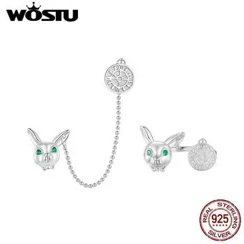 WOSTU стерлингового серебра 925 пробы белый кролик часы серьги кольцо серьги комплект ювелирных изделий для женщин подарок на годовщину ювелирные изделия 925 silver