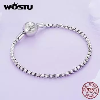 WOSTU Стерлингового Серебра 925 пробы Бесконечная любовь Базовый браслет-подвеска с фианитом для женщин Бусины и подвески-подвески DIY Ювелирные изделия 19