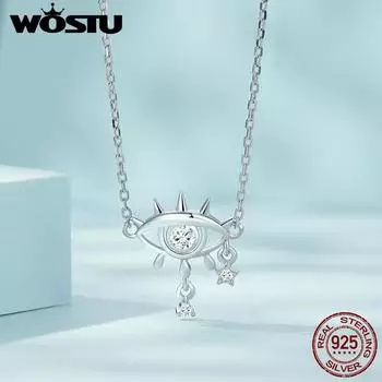 WOSTU стерлингового серебра 925 пробы, цепочка на ключицу с глазами дьявола для женщин, ювелирные изделия, ожерелье-чокер, свадебный подарок 925 silver