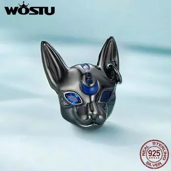 WOSTU стерлингового серебра 925 пробы египетский кот Бог очаровательные бусины для женщин и девочек браслет и браслет DIY ювелирные изделия 925 silver